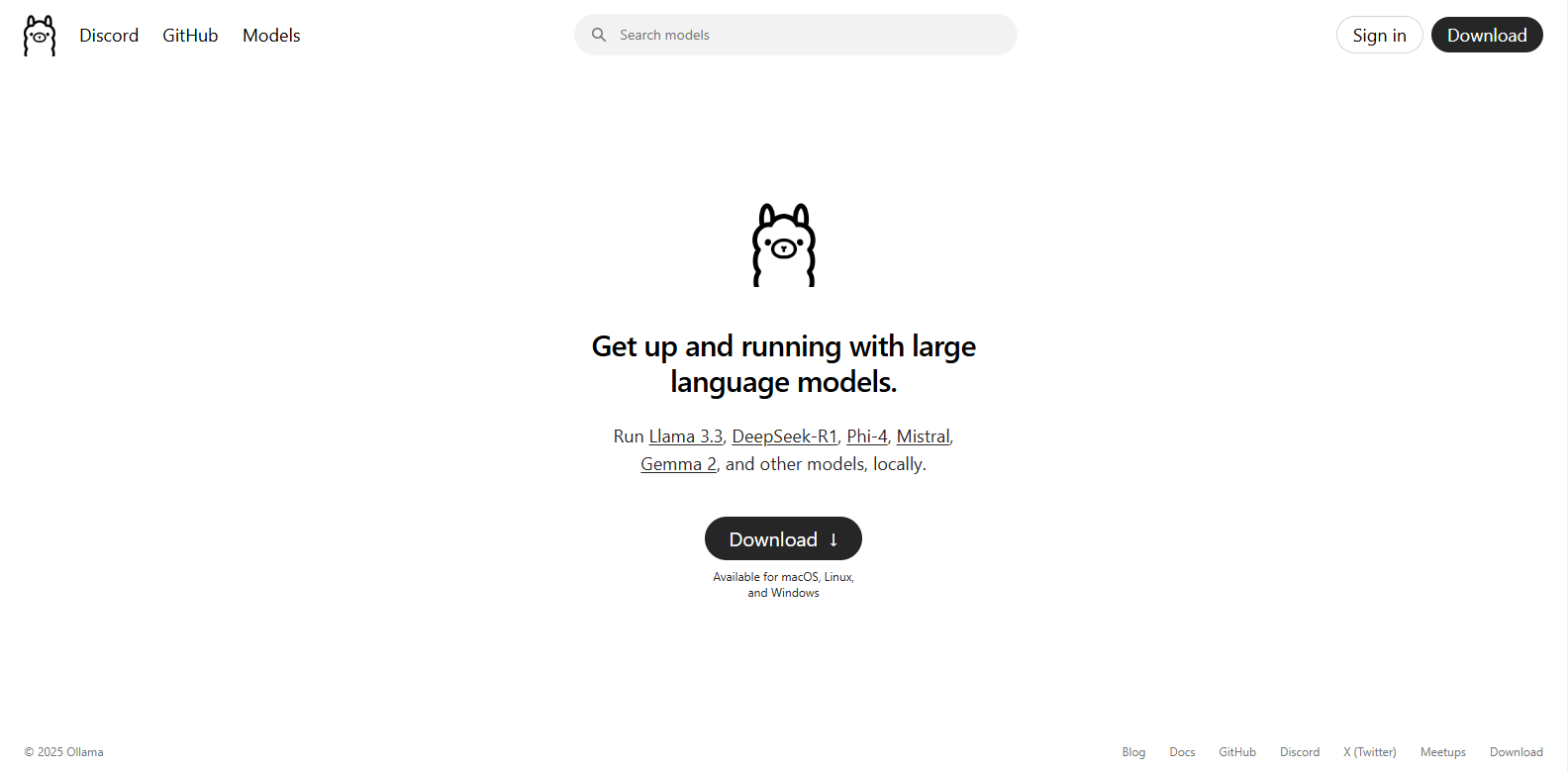 Ollama’s official website